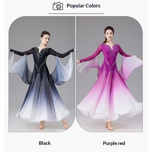 FLHY0804 Jupe de <span class=keywords><strong>danse</strong></span> moderne pour femme, Robe de <span class=keywords><strong>danse</strong></span> standard nationale pour la valse, Robe de compétition de tango, Jupe de <span class=keywords><strong>danse</strong></span> sociale pour la <span class=keywords><strong>danse</strong></span> carrée - Product Image 3
