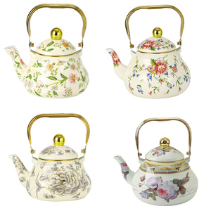 <span class=keywords><strong>1.5l</strong></span> cổ điển trắng men Ấm đun nước ấm trà kim loại hiện đại thiết kế với Bird Flower Decal Pear-shaped Tea <span class=keywords><strong>Kettle</strong></span> cho bếp - Product Image 5