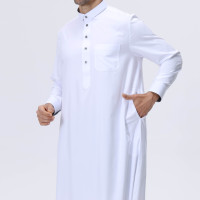 Qamis de style saoudien 2026 pour hommes, robe arabe blanche à manches longues, Jubba, vêtement islamique, Ramadan, Aïd, Dishdasha