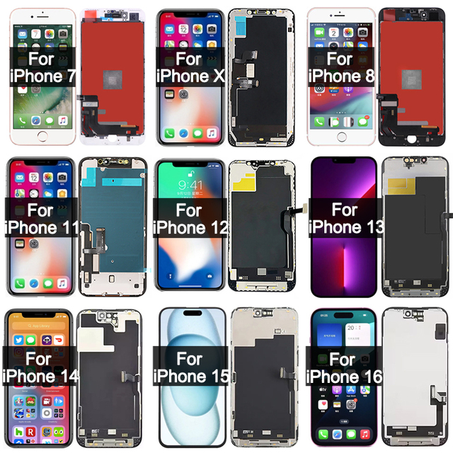 Mobile Accessories for Iphone X Xs Xr 11 12 13 14 15 16 Pro Max Screen Display Lcd Original for Iphone 5 5S 6 6S 7 8 Plus Screen