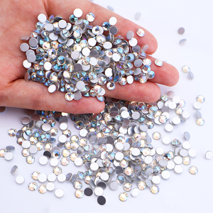 Cristaux de verre bleu clair <span class=keywords><strong>pour</strong></span> ongles, strass plats, pierres et cristaux non thermocollants, perles rondes - Product Image 3
