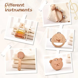 Jouets en bois Montessori pour enfants, <span class=keywords><strong>instruments</strong></span> <span class=keywords><strong>de</strong></span> <span class=keywords><strong>musique</strong></span>, hochet, cloche, tambour, xylophone, percussion, jouets éducatifs précoces pour bébés - Product Image 4