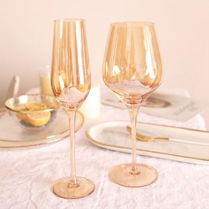 Copa de Vino de Cristal para el Hogar, con Recubrimiento Electrolítico, Color Ámbar, de Cristal, con Tallo Alto, para Vino Tinto y Champán - Product Image 4