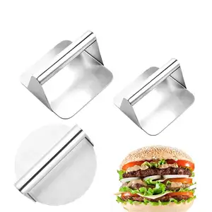 Prensa de hambúrguer quadrada de aço inoxidável para cozinha, utensílios de cozinha, grelha manual para hambúrguer, venda imperdível