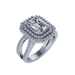 Bagues de fiançailles, bijoux de mariage, Zircon cubique, argent 925 pour femmes, bijoux en émeraude véritable, bagues en pierres précieuses, Zircon