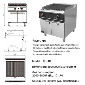 Fourneau <span class=keywords><strong>de</strong></span> cuisine à gaz en acier inoxydable avec four en <span class=keywords><strong>pierre</strong></span> <span class=keywords><strong>de</strong></span> <span class=keywords><strong>lave</strong></span>, peu encombrant, même la chaleur pour les cours <span class=keywords><strong>de</strong></span> nourriture et les cafés Hôtel Restaurant Fournitures - Product Image 2