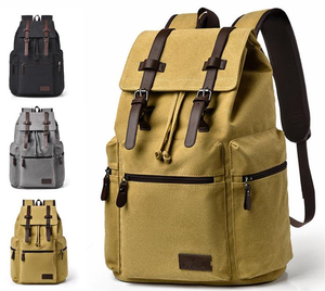 Sac à dos en toile de style rétro durable avec port USB et fonctions imperméables, sac de voyage décontracté pour les affaires, sac d'école pour les étudiants, hommes et femmes - Product Image 1