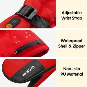 Wasoto WMK001 enfants rouge 7.4V 3000mAh chauffé PU étanche écran tactile Compatible doigt complet mitaines chauffantes électriques pour le <span class=keywords><strong>ski</strong></span> - Product Image 2
