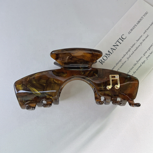 Pinzas para el pelo de acetato ecológicas de concha de tortuga de mármol coreano para mujer, pinzas para el pelo de acetato con etiqueta de símbolos musicales dorados a la moda - Product Image 3