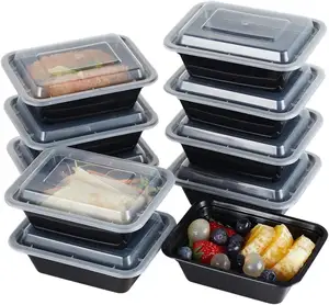 حاويات تحضير وجبات 12 أونصة حاويات طعام صغيرة حجرة واحدة بأغطية قابلة للتخزين في الميكروويف