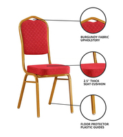 Chaises de banquet empilables modernes et abordables en acier inoxydable doré antique, rembourrées, pour église, mariage, hôtel, salle à manger