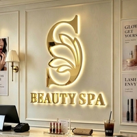 Enseigne lumineuse 3D personnalisée couleur or de luxe pour salon de beauté, lettres murales rétroéclairées intérieures/extérieures pour entreprise