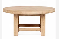 Table basse ronde en bois d'orme massif, style rustique simple, reproduction vintage