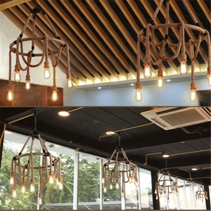 Candelabro de cuerda de cáñamo de <span class=keywords><strong>estilo</strong></span> austriaco, lámpara de <span class=keywords><strong>estilo</strong></span> <span class=keywords><strong>Industrial</strong></span> Retro, tienda de ropa personalizada, decoración creativa para el hogar - Product Image 5
