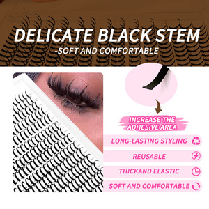 Faux cils 10-22 mm, bouquets individuels, bouclés, épais, bande noire, faciles à appliquer pour kits d'extension DIY - Product Image 4