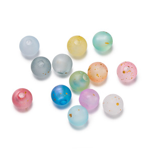 Acrylic Round <b>Beads</b> With Gold Flecks For Jewelry Making DIY Accessories Box Pack 12 Colors 8mm Sweet Style - Product Image 5