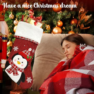 Chaussette de Noël en velours rouge brodée, douce, pour cheminée, cadeau familial, décoration, pendentif pour sapin de Noël - Product Image 5