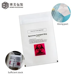 Custom 95 kpa Medical Clear Biohazard Bags Lab 95kpa Specimen Transport Bag Self Closure Collect Pouch For Hospital