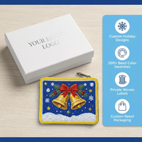 Dompet Koin Manik-Manik Buatan Tangan Motif Lonceng Natal, Pohon, dan Santa, Hadiah Liburan DIY, Kantong Resleting, Dompet Kecil