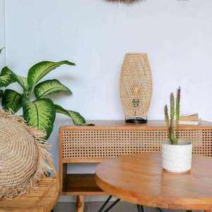 <b>Natural</b> Rattan Table <b>Lamp</b> Modern Woven Bamboo Desk <b>Light</b> for Living Room Bedroom Decorative BoHo Style Tabletop Lighting - Product Image 1