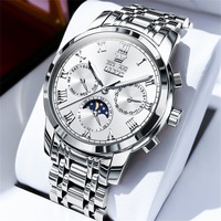 Montre automatique OLEVS 6692 OEM personnalisée en acier inoxydable, montre de sport de luxe à phases lunaires mécaniques pour homme