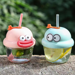 210ml simpatico cartone animato Mini bambini eco-friendly microonde Multi-colore acqua acqua paglia tazza di vetro - Product Image 2