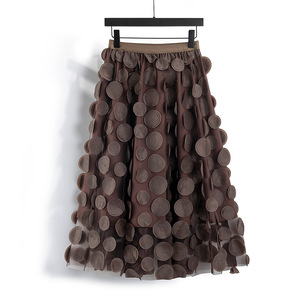 Women Tulle <b>Tutu</b> <b>Skirt</b> Solid Color 3D Dot Elastic Mesh Fairy A-Line <b>Skirt</b> for Beach Party Streetwear - Product Image 5