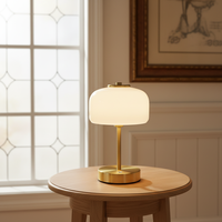 Lampe de table en fer forgé en forme de champignon, rechargeable par USB, sans fil, alimentée par batterie, LED, gradation progressive à 3 niveaux, lampe de bureau réglable, design moderne
