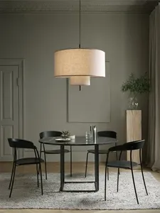 Nordic Wabi Sabi lámpara colgante LED de lino hecha a mano candelabro medio para comedor sala de estar dormitorio decoración del hogar Cob luz colgante - Product Image 2