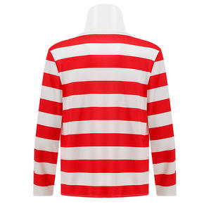 Costume de cosplay pour la semaine du livre Waldo parent-enfant, haut rayé, pantalon, chapeau, lunettes, kit de dessin animé Wally Waldo, costume de <span class=keywords><strong>couple</strong></span> pour Halloween - Product Image 5