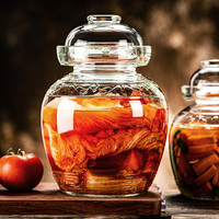 Pot de conservation 5L 10L en verre hermétique pour cuisine, bocaux de stockage domestiques pour cornichons fermentés avec couvercle en verre