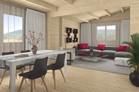 Kit de maison préfabriquée de style chalet en bois moderne à grand espace pour salon, style cabane en rondins
