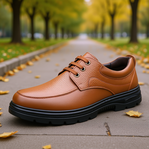 รองเท้าเดินผู้ชายแฟชั่น ทรงหัวมน ผูกเชือก หนังวัวแท้ ซับในตาข่าย พื้นรองเท้า EVA ใส่ได้ทุกฤดู สไตล์ลำลอง - Product Image 2