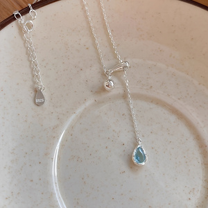 Collana con pendente a goccia d'acqua in argento placcato, zirconia sintetica blu <span class=keywords><strong>mare</strong></span>, elegante e sexy, simbolo <span class=keywords><strong>celeste</strong></span> - Product Image 3