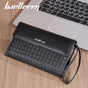 Baellerry Men's Long <b>Wallet</b> 7 Inch Braided Stitching Black Credit Card <b>Holder</b> Everyday Use - Product Image 1