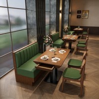 Combinaison de canapé, table à manger et chaises pour restaurant commercial, mobilier pour salon de thé chinois, café et bar lounge