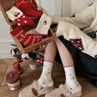 Chaussettes pour chaton, grandes chaussettes de Noël rouges, chaussettes en coton avec nœud pour le Nouvel An, chaussettes rouges avec nœud