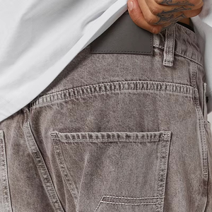 Jeans amples délavés pour hommes, style streetwear, en denim, coupe charpentier, vente en gros - Product Image 5
