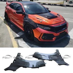 Honda Civic 10 TH Gen FK8 tipi R Si yükseltme karbon hava akış emme delikleri yan çamurluklar 2017-2020