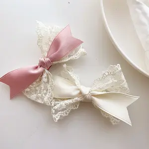 Latest New Hair Accessories Spring Summer Style Lace Fabric Bow Hair Clip Lovely Butterfly Bow Hair Pin Girls Alligator Grips