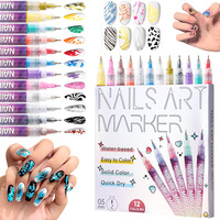 Ensemble de stylos à ongles en PVC à base d'eau Baideyi, pointes de 0,5/0,7 mm, certifiés EN71/CE, marqueurs pour tableau blanc à séchage rapide, art pour adultes BDY-9111