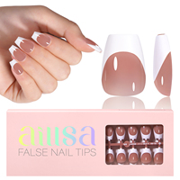 Uñas postizas extra cortas, cuadradas, ovaladas, con punta francesa nude, preaplicadas, con pegamento o clip, para manicura.