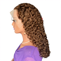 Perruque brésilienne à dentelle frontale HD, longueur aux épaules, avec bandeau, cheveux tissés à la main, mélange de cheveux humains, densité 200%, 30 pouces