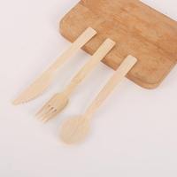 Lot de cuillères et fourchettes en bois naturel biodégradables, jetables, écologiques, minimalistes, pour camping et fêtes