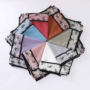 Primavera ultima perla quadrata Hijab bordo in pizzo velo Chiffon Hijab sciarpa donne musulmane foulard Malay Baotou Bawal sciarpa - Product Image 2