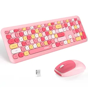 MOFii Kombo Keyboard nirkabel 2.4G, dengan tutup kunci injeksi warna-warni campuran