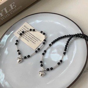 Collier en argent sterling S925 Yinruitai avec pendentif cœur en agate noire, chaîne de pull pour femme, style coréen, bijou cadeau - Product Image 2