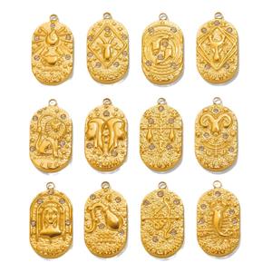 18K altın kaplama <span class=keywords><strong>Tarot</strong></span> zodyak Charm paslanmaz çelik <span class=keywords><strong>Tarot</strong></span> kartı kolye <span class=keywords><strong>Tarot</strong></span> ty <span class=keywords><strong>Tarot</strong></span> 12 Con stellation kolye takı yapımı için - Product Image 5