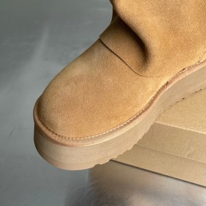 Botas de nieve clásicas marrones a media pantorrilla con plataforma, personalizables manualmente, con suela gruesa de lana, cálidas, para mujer, tipo UGG. - Product Image 5