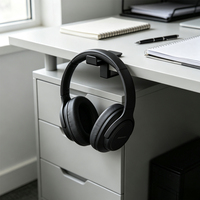 Support de casque à pince en métal avec revêtement noir personnalisé pour bureau
